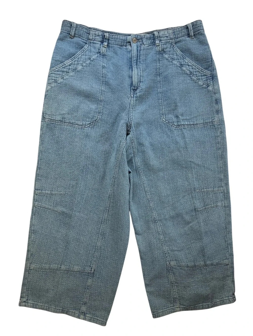 Free People We The Free Midnight Voyage Harem Pants in Light Blue Wash - Picture 8 of 9